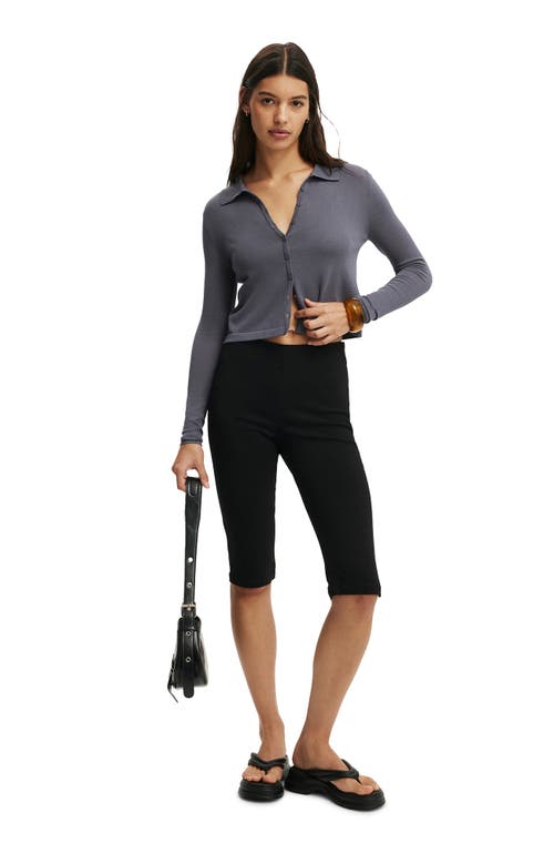 Cotton On Knit Button Polo Long Sleeve In Gray