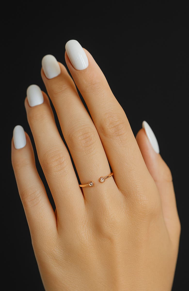 GABI RIELLE Double Bezel Set Cubic Zirconia Open Ring, Alternate, color, Gold