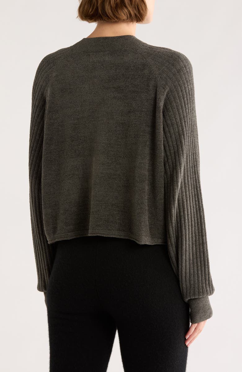 Barefoot Dreams<sup>®</sup> CozyChic<sup>®</sup> Ultra Lite<sup>®</sup> Mock Neck Crop Sweatshirt, Alternate, color, Dark Moss