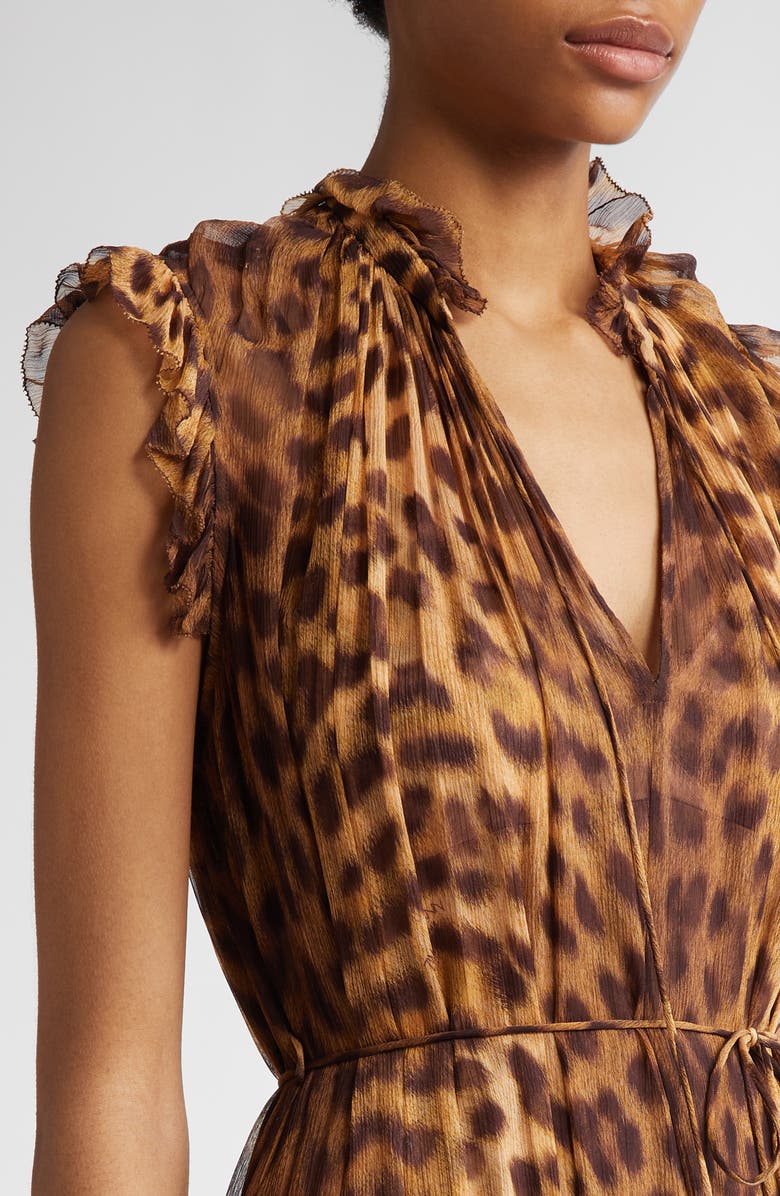 Zimmermann Flutter Leopard Print Chiffon Midi Dress, Alternate, color,
