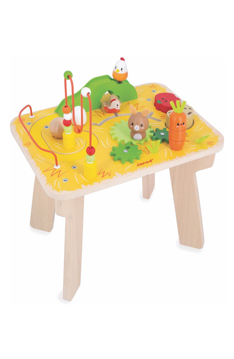 Janod Farm Wooden Multi-Activity Table, Alternate, color, Yellow