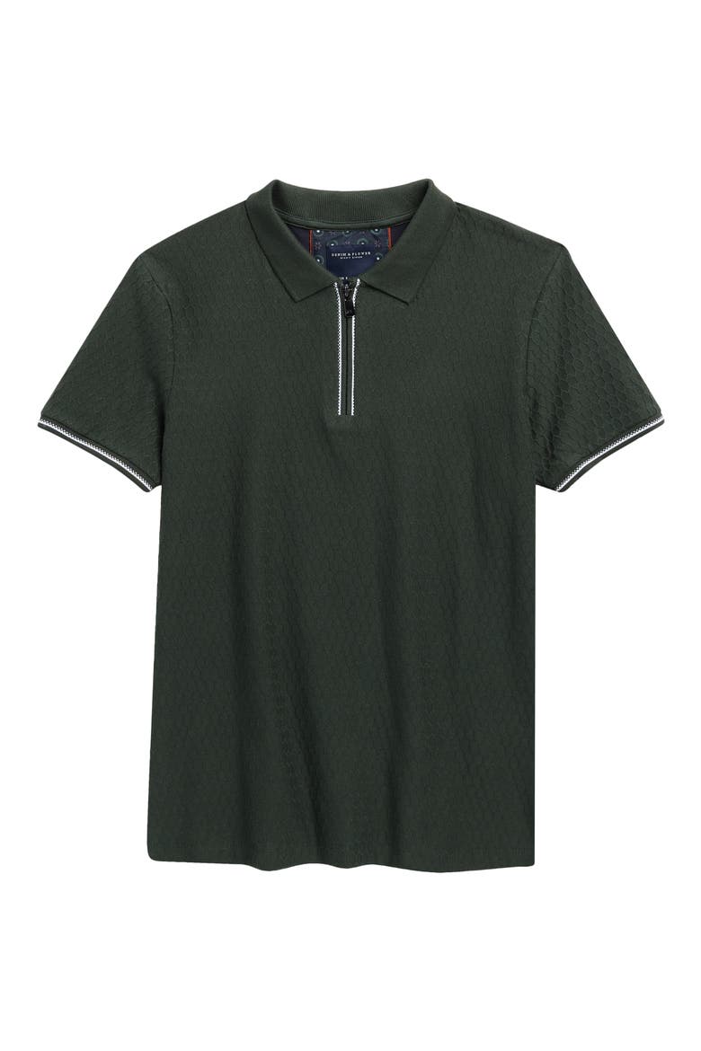 Kids' Geometric Quarter Zip Polo, Main, color, GREEN