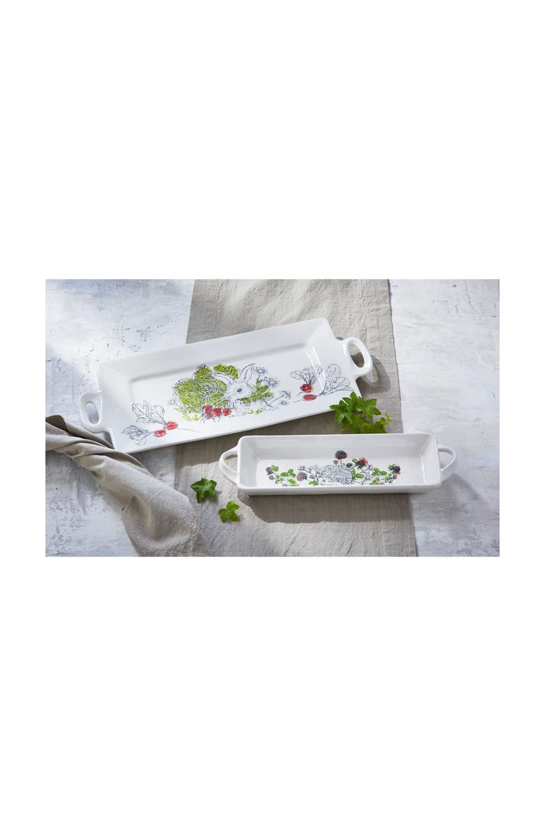 tag Munching Bunny White Stoneware Platter Dishwasher Safe, Alternate, color, Multicolored