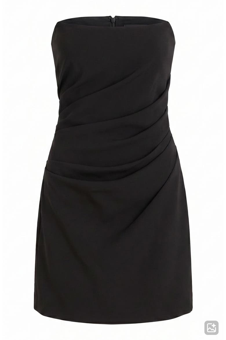 Rumi Pleated Strapless Minidress, Alternate, color, BLACK