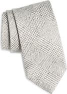 David Donahue Light Grey Mélange Glen Check Silk Tie