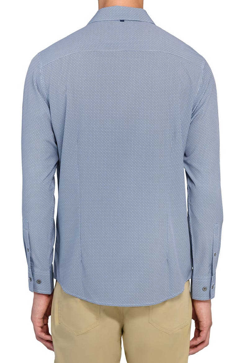 Slim Fit Round Geo Print Performance Button-Up Shirt, Alternate, color, WHITE/ BLUE