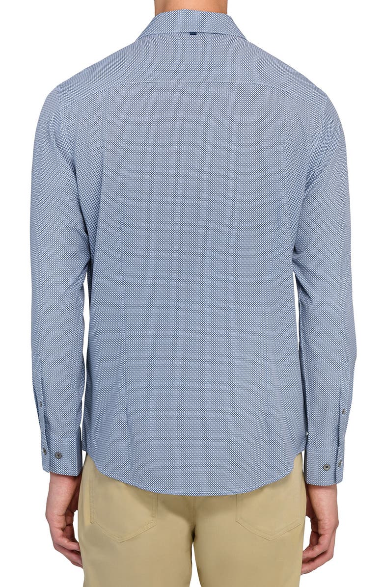 W.R.K Slim Fit Round Geo Print Performance Button-Up Shirt, Alternate, color, White/ Blue