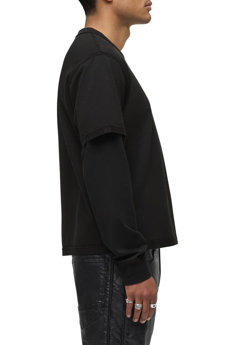 Hybrid Layered Long Sleeve Cotton T-Shirt, Alternate, color, FOREST BLACK