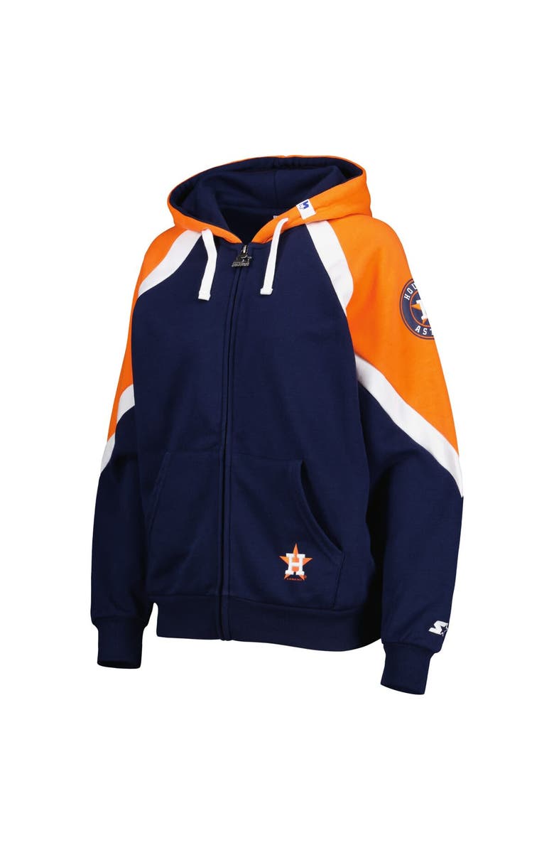 STARTER Women's Starter Navy/Orange Houston Astros Hail Mary Full-Zip Hoodie, Alternate, color, Navy