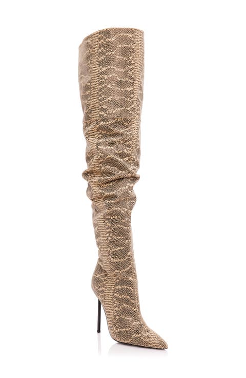 Top Tier Snakeskin Embossed Over the Knee Boot (Women)