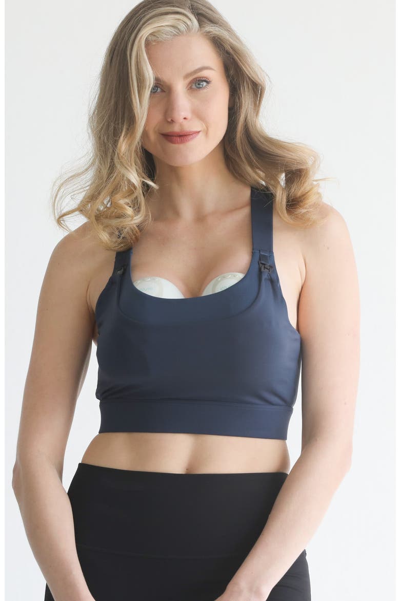 Venice High Impact Full Coverage Nursing Sports Bra, Alternate, color, Navy