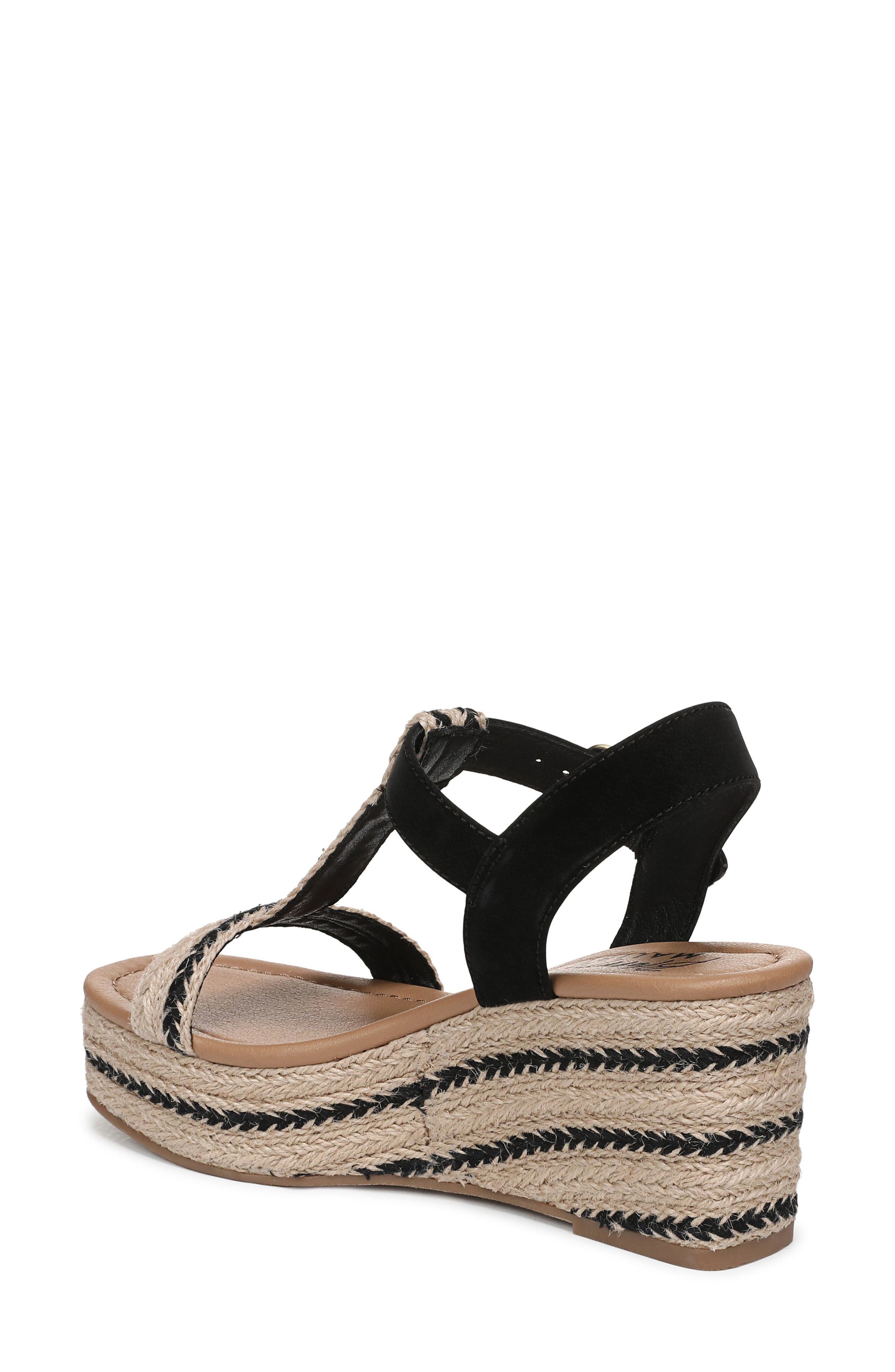 Blowfish Malibu Annika T-Strap Espadrille Wedge Sandal, Alternate, color, Natural Black Jute/ Nubuck