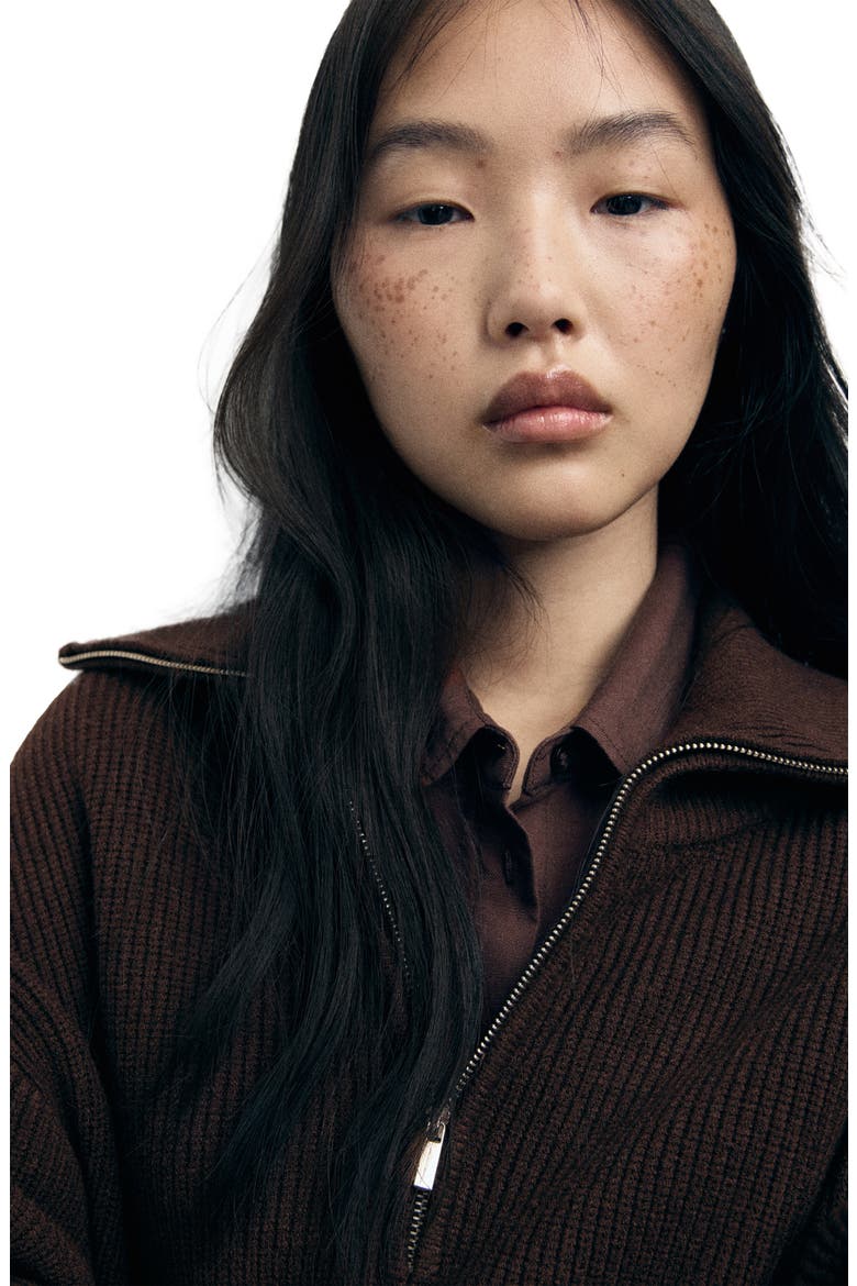 Half Zip Sweater, Alternate, color, CHOCOLATE