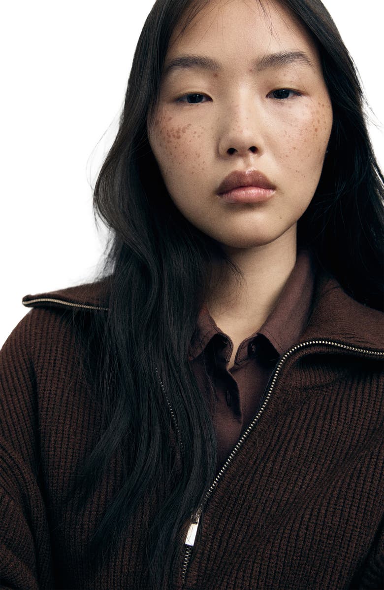 MANGO Half Zip Sweater, Alternate, color, Chocolate