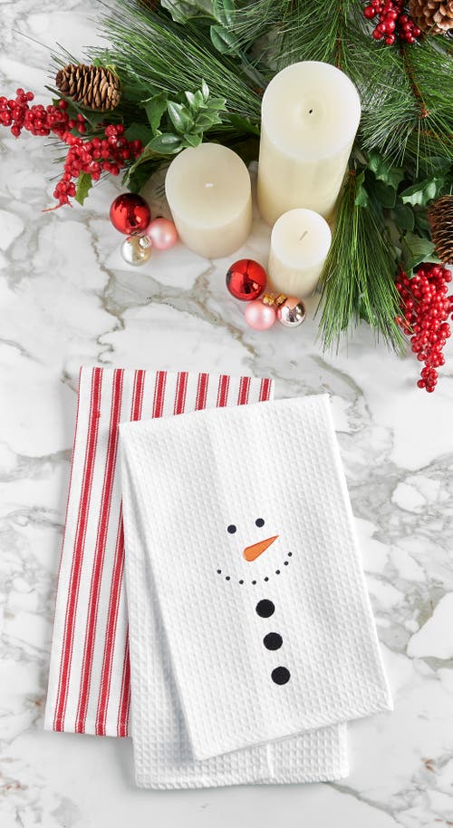 C & F Home C&f Home Snowman Face Waffle Weave Cotton Kitchen Towel In White