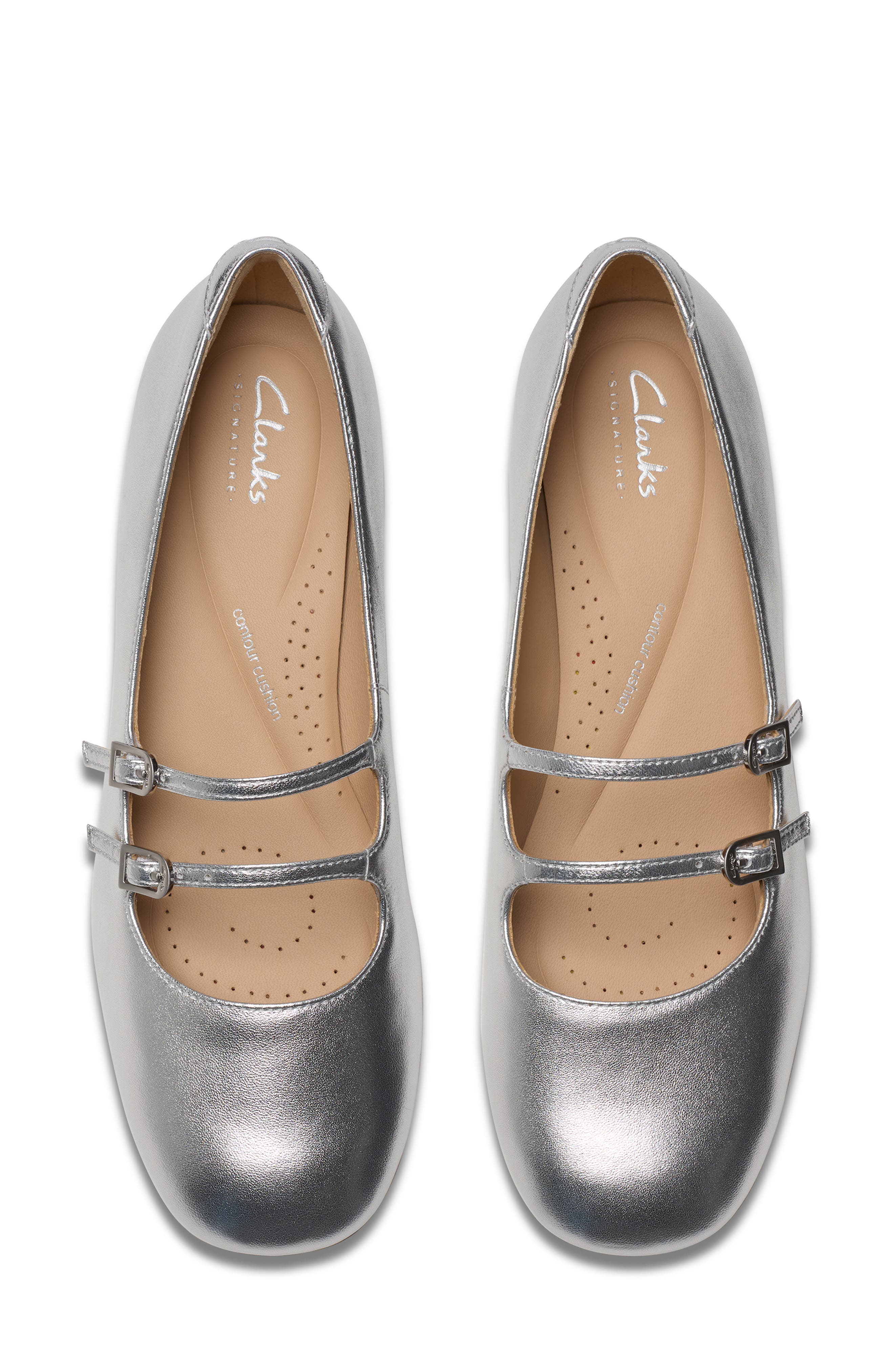 Clarks<sup>®</sup> Daiss Shine Mary Jane Pump, Alternate, color, Silver Leather
