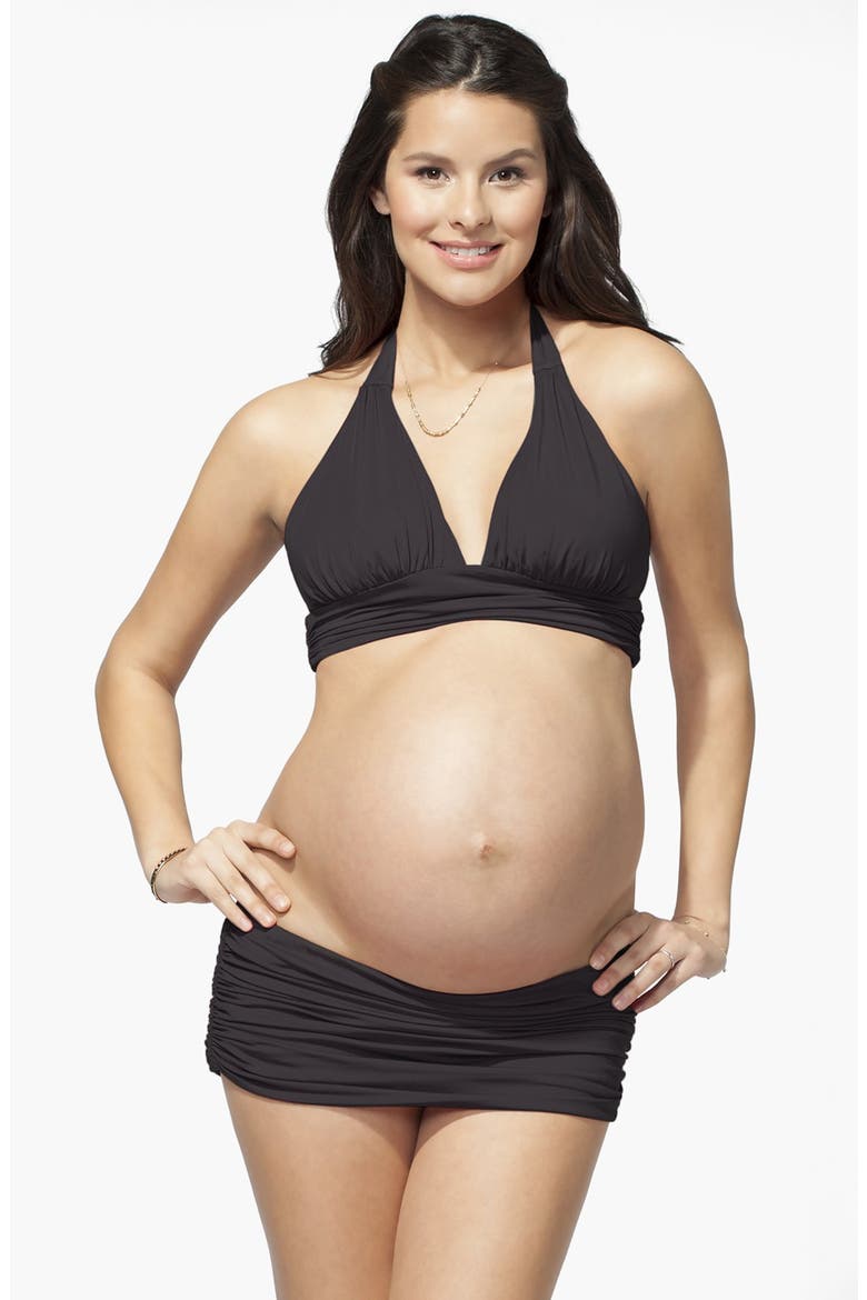 Banded Maternity Swim Top, Main, color, GRAPHITE