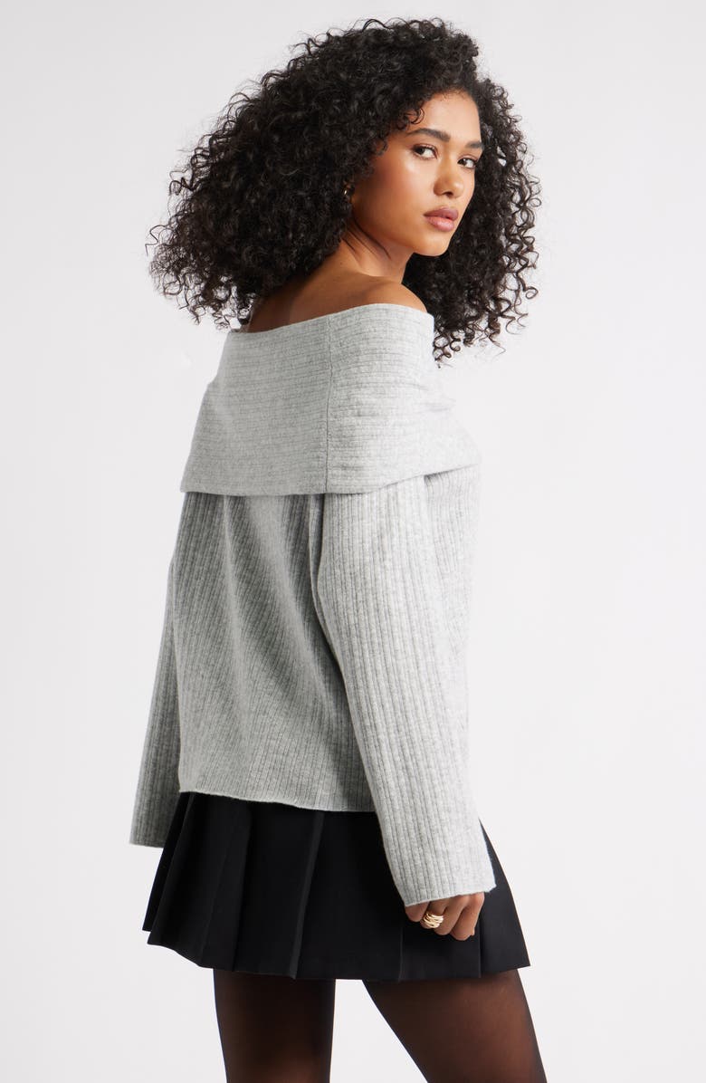 Open Edit Off the Shoulder Sweater, Alternate, color, Grey Heather