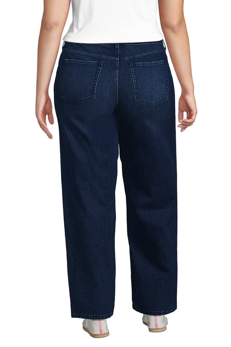 Plus Size Soft Denim Mid Rise Relaxed Straight Leg Jeans, Alternate, color, Dark Indigo Blue Wash