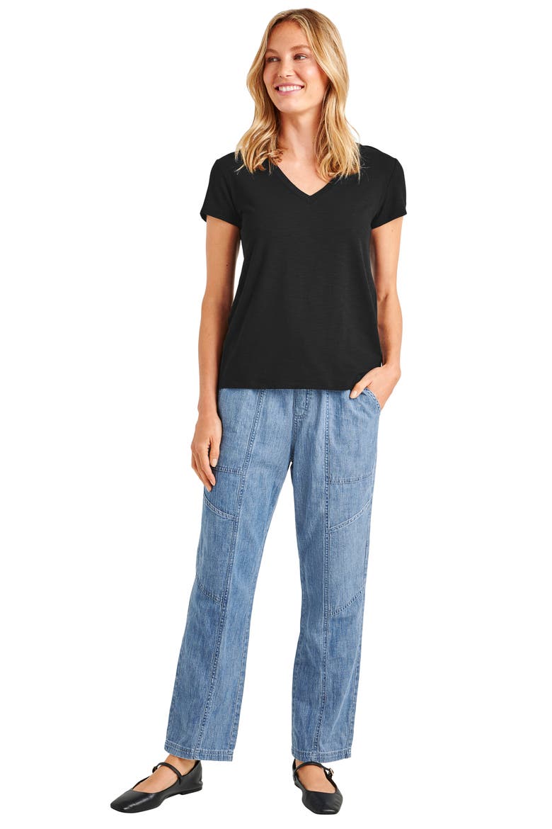 Kate Slub V-Neck T-Shirt, Alternate, color, BLACK