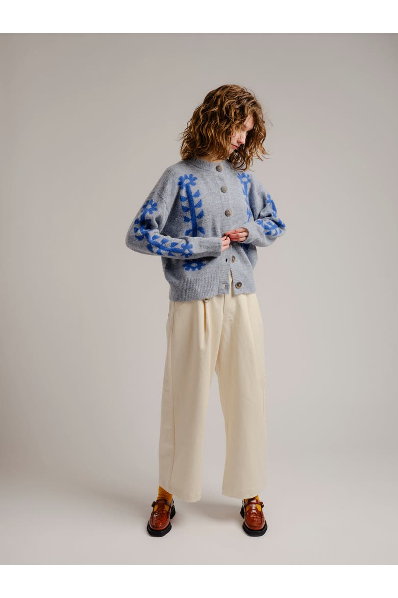 Flower Power Alpaca Cardigan, Alternate, color, Bluebell