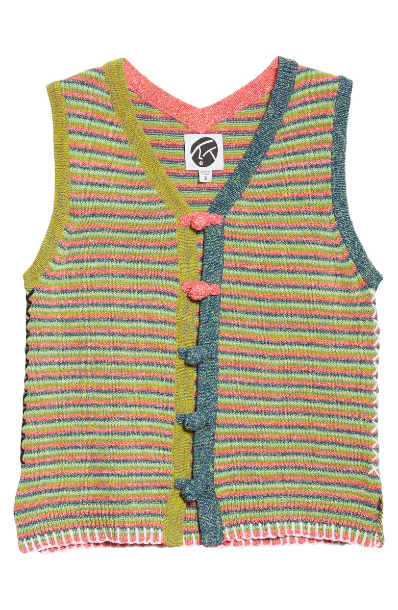 YanYan Romy Microstripe Button-Up Sweater Vest, Alternate, color,