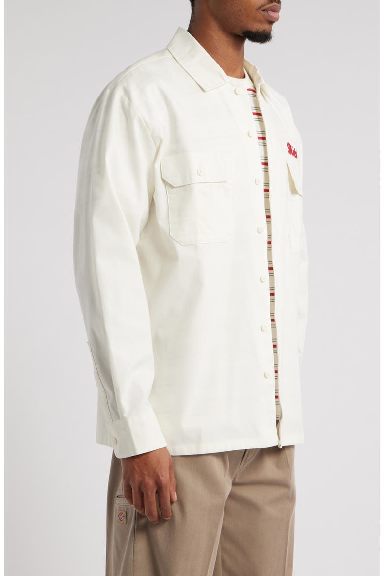 Lewiston Logo Embroidered Cotton Button-Up Utility Shirt, Alternate, color, EGRET