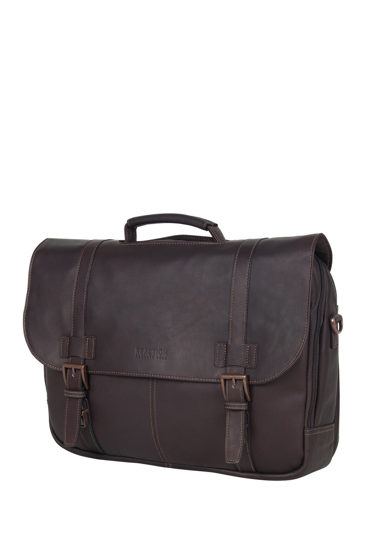 Kenneth Cole Colombian Leather 16” Laptop Computer Portfolio Messenger Briefcase, Alternate, color, 