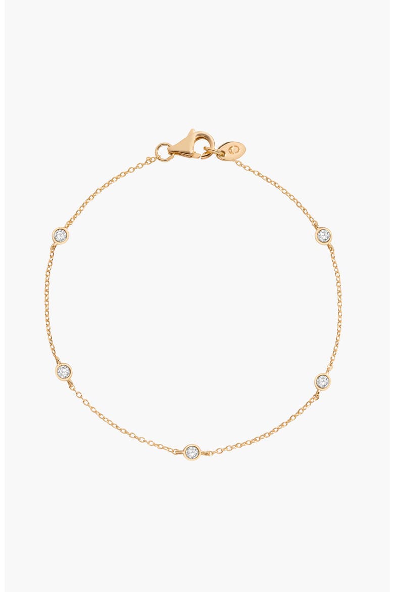 Lab Grown White Sapphire Station Bracelet, Main, color, Yellow Gold Vermeil