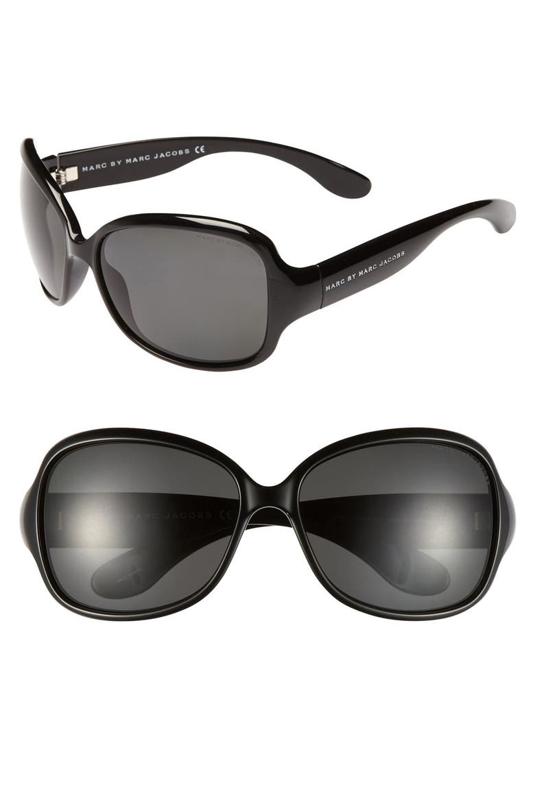 Polarized Oversized Sunglasses, Main, color, BLACK/ BLACK