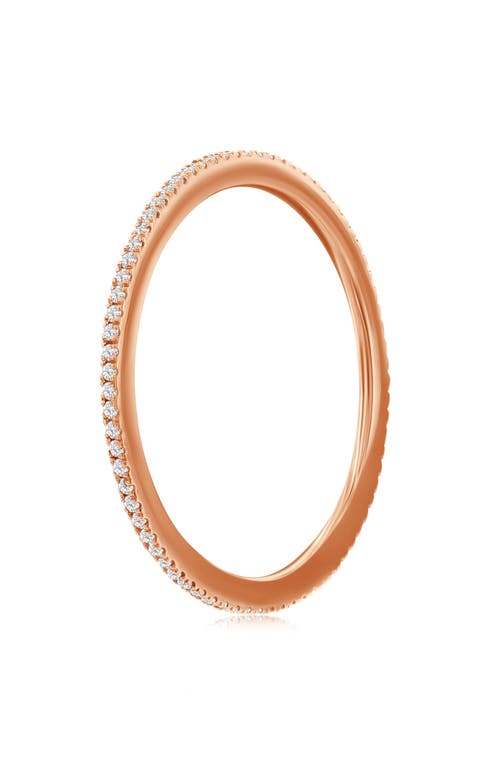 Suzy Levian Diamonds 14k Rose Gold Diamond Stackable Eternity Ring In Pink