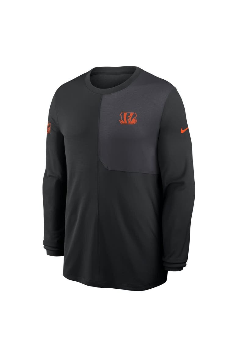 Men's Nike Black Cincinnati Bengals Sideline Coach UV Performance Long Sleeve T-Shirt, Alternate, color, Black