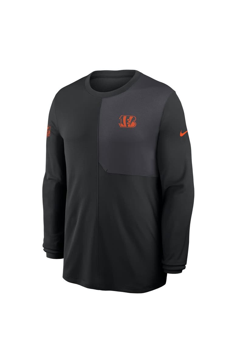 Nike Men's Nike Black Cincinnati Bengals Sideline Coach UV Performance Long Sleeve T-Shirt, Alternate, color, Black