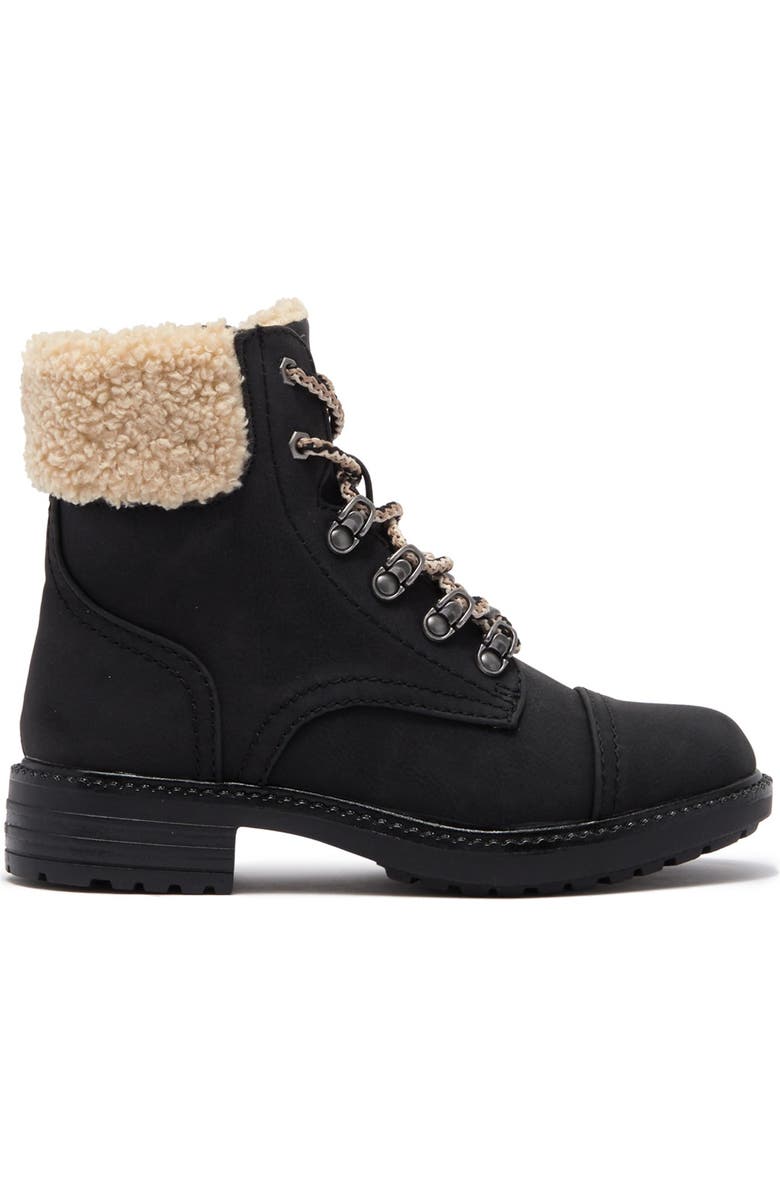 REPORT Faux Shearling Block Heel Combat Boot, Alternate, color,