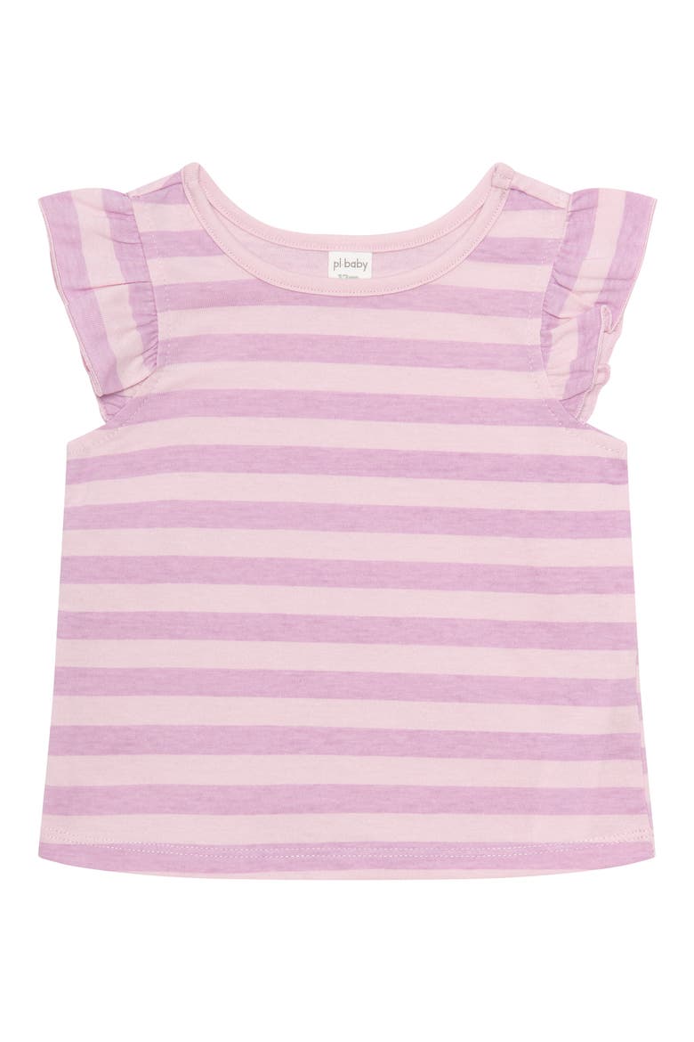 4-Piece Tops, Shorts & Headband Set, Alternate, color, LIGHT PURPLE STRIPE