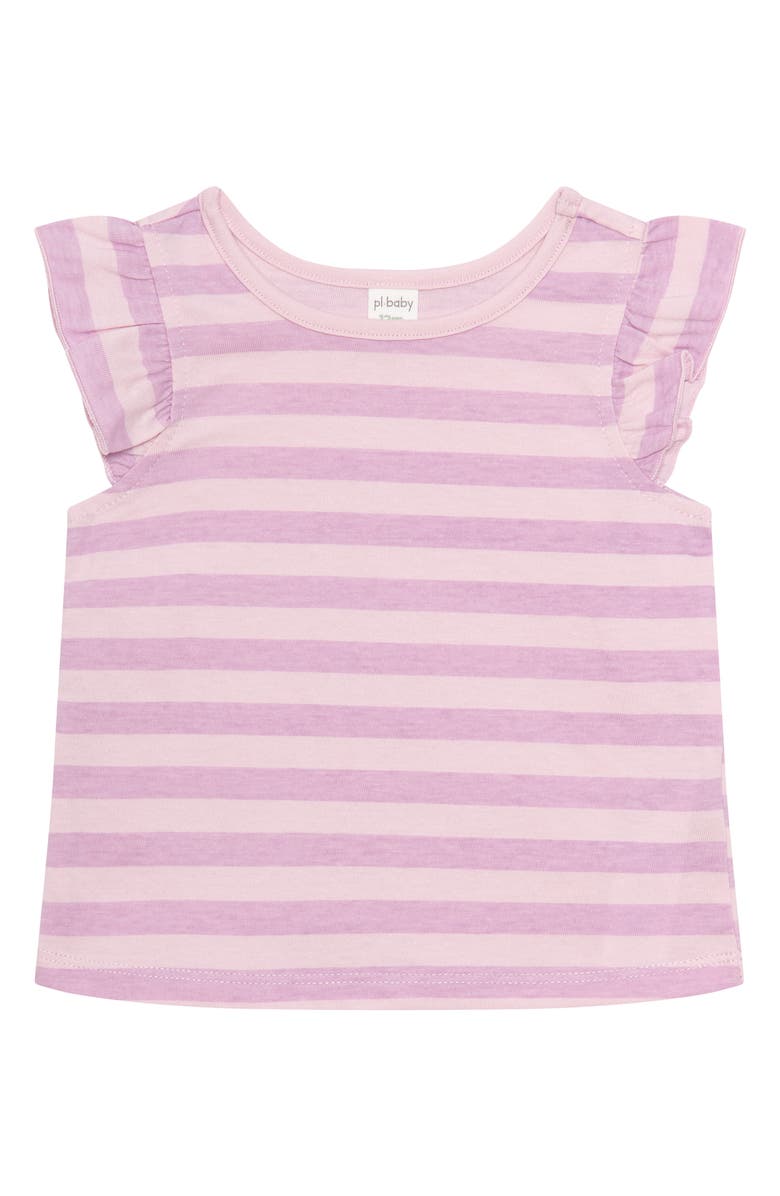 PL Baby by Petit Lem 4-Piece Tops, Shorts & Headband Set, Alternate, color, Light Purple Stripe