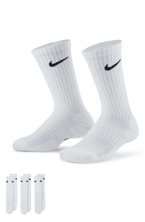 Nike Kids' Dri-fit Perforated Cushioned Crew Socks In 100 White/black