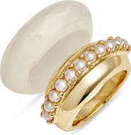 Nordstrom Set of 2 Resin & Faux Pearl Rings