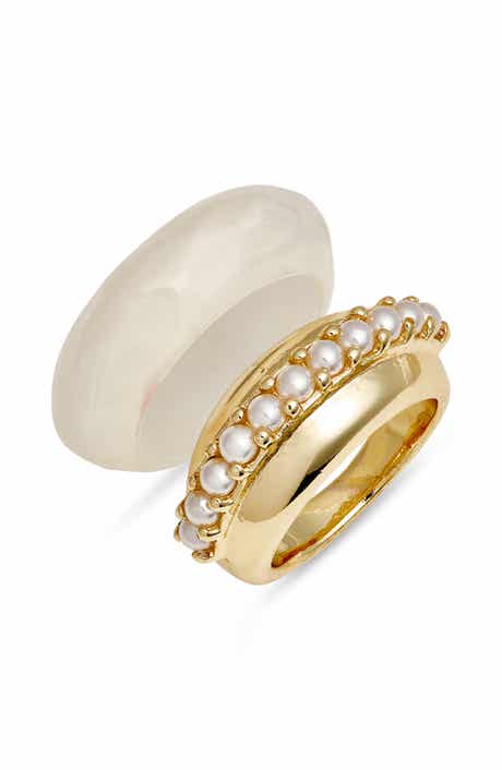 Nordstrom Set of 2 Resin & Faux Pearl Rings