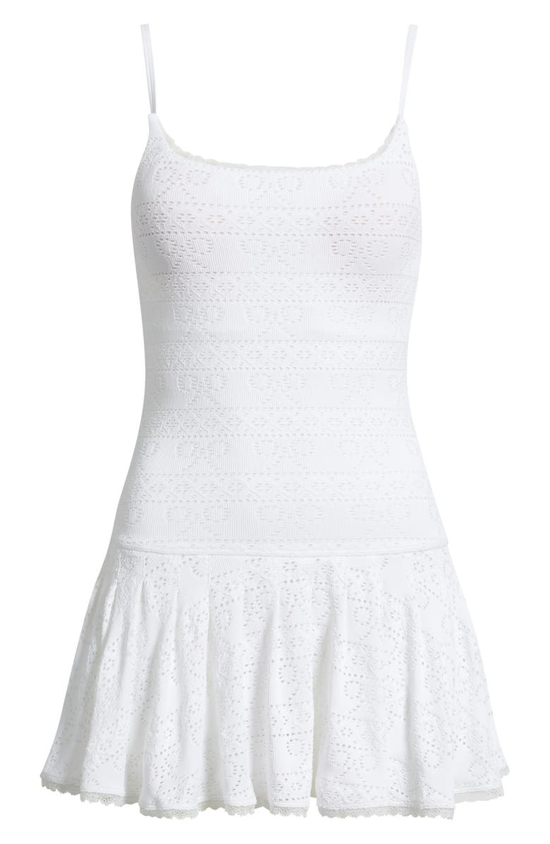 LoveShackFancy Leala Eyelet Knit Minidress, Alternate, color, True White