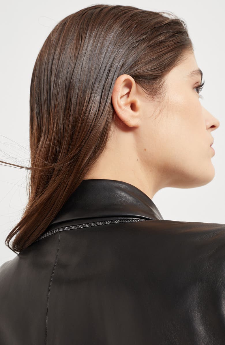 Brunello Cucinelli Nappa leather jacket with monili, Alternate, color,