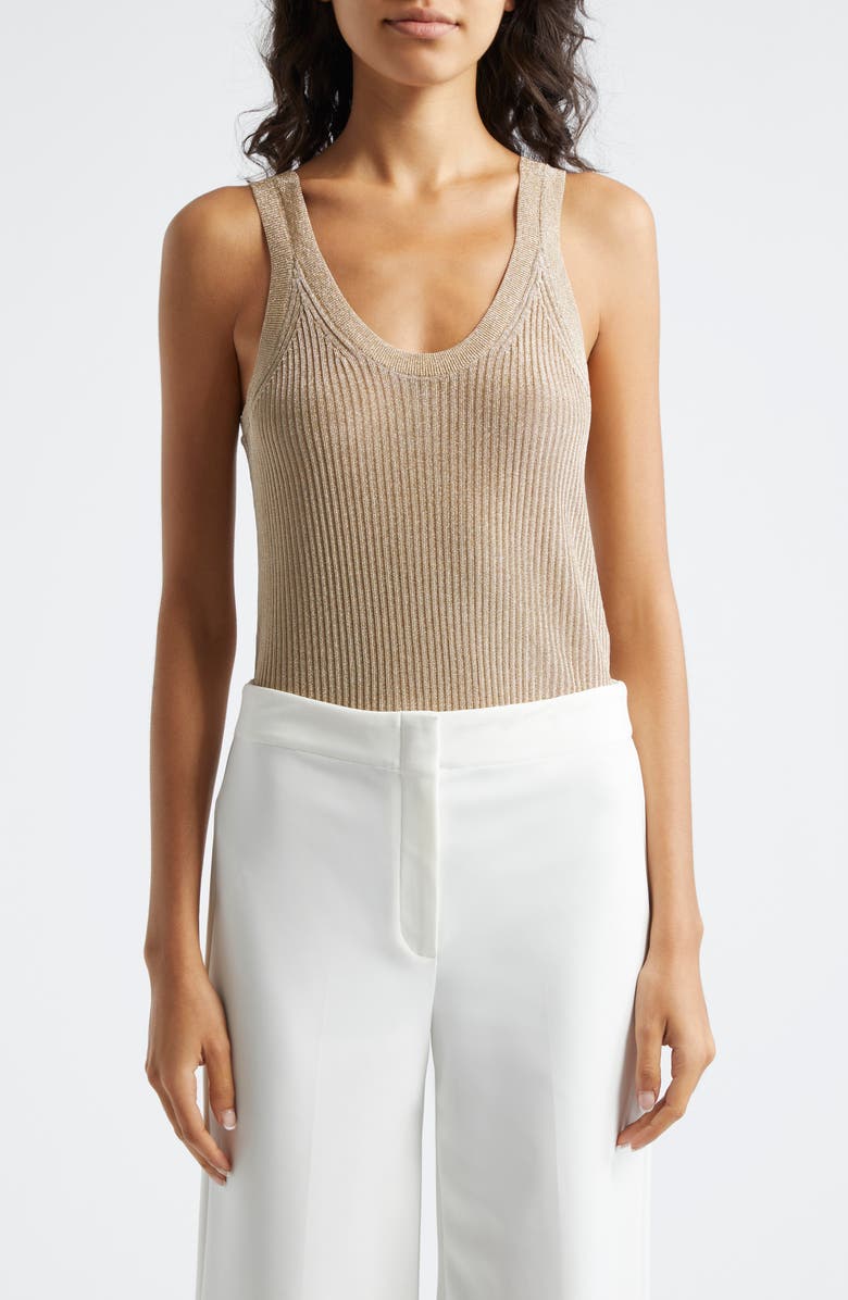 Reiss Imogen Metallic Sweater Tank, Main, color, Gold