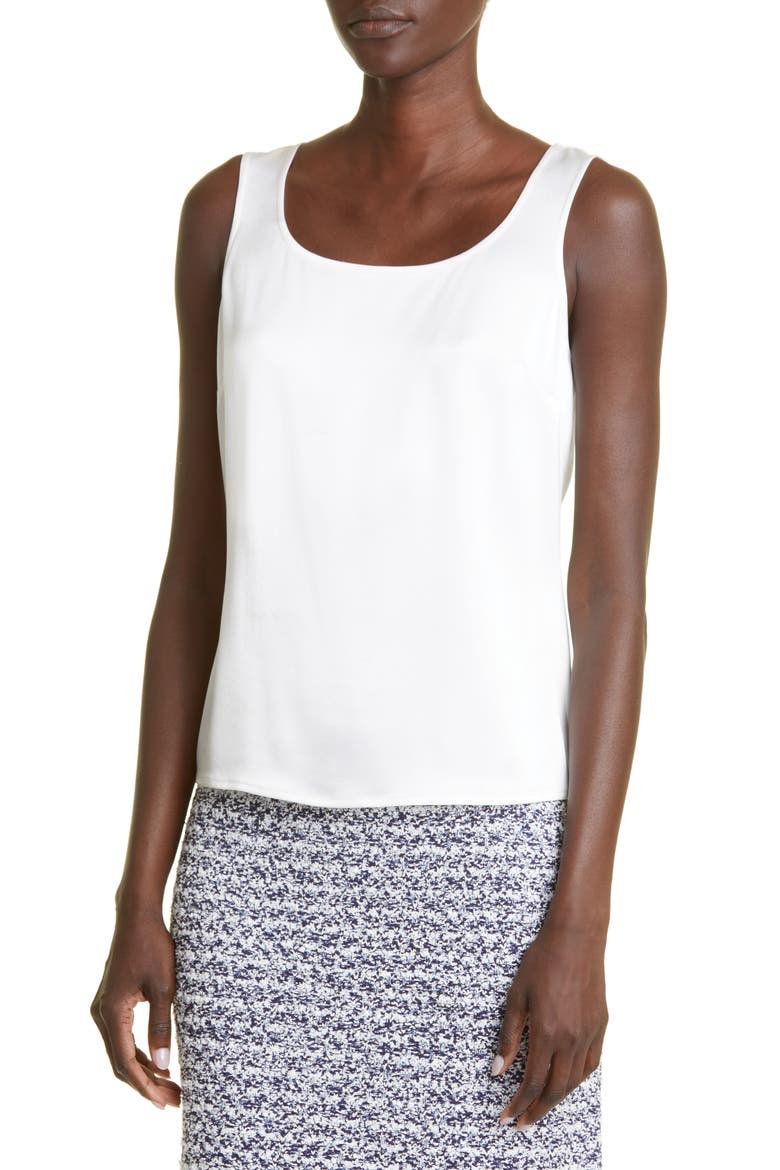 Liquid Satin Round Neck Shell, Alternate, color, BW00 BRIGHT WHITE