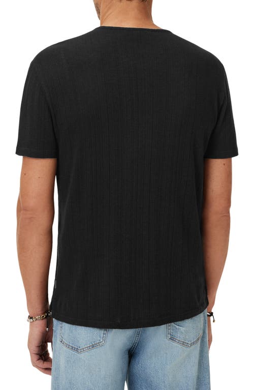 John Varvatos Ciel Variegated Rib Henley In Black