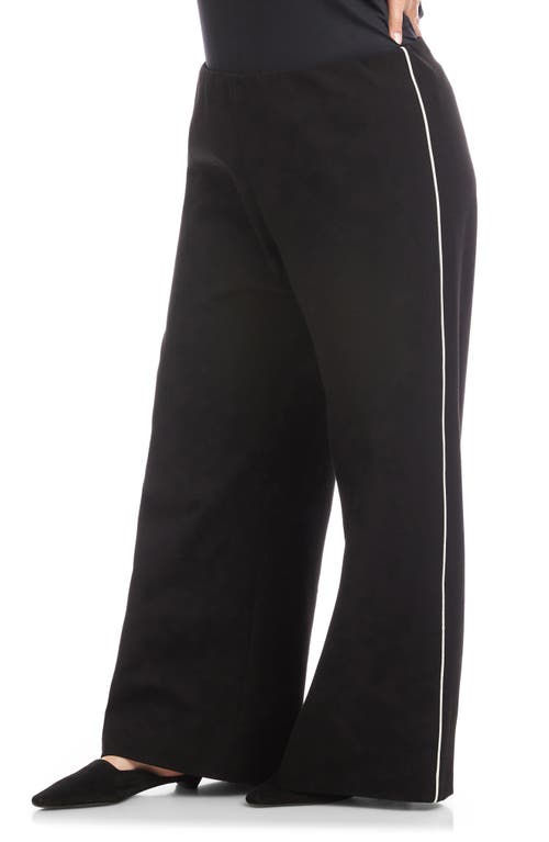 Karen Kane Contrast Piped Wide Leg Pants In Black