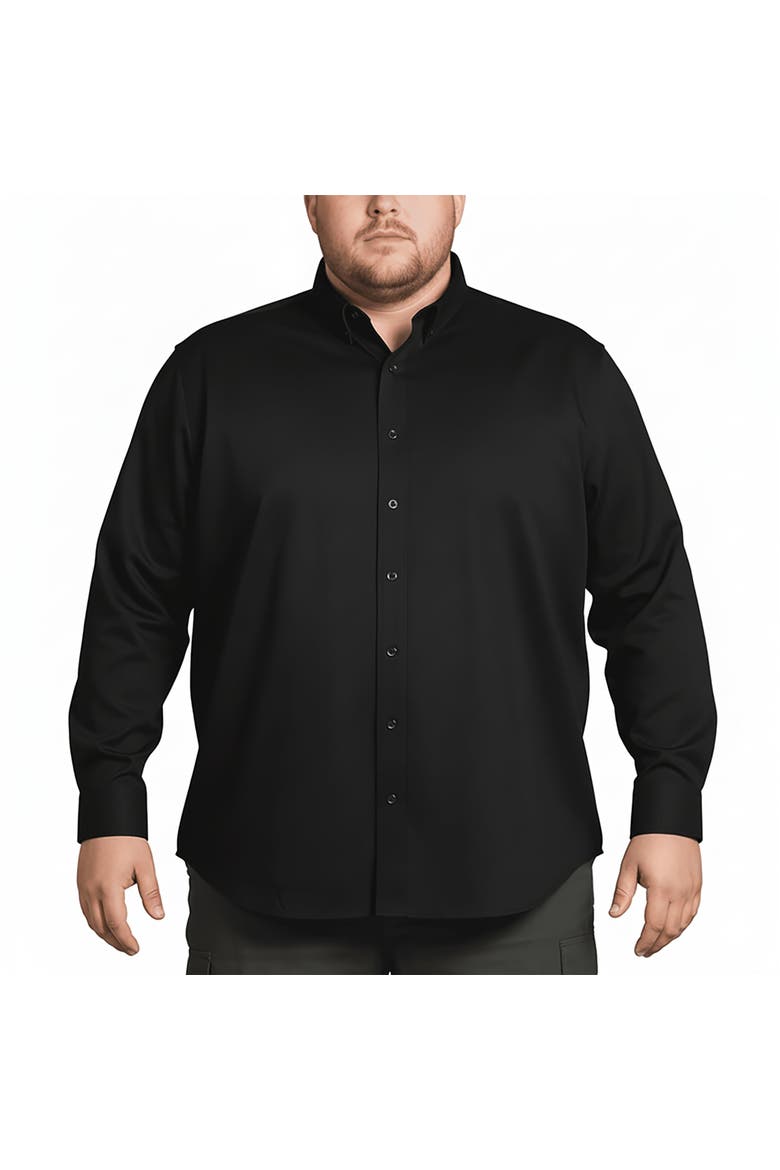 Men’s Big and Tall Commuter Shirt, Long Sleeve Button Down, Tailored Fit, Spread Collar, Performance Fabric, Stylish & Casual Breathable Shirt, Main, color, black