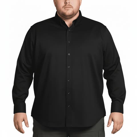 Men’s Big and Tall Commuter Shirt, Long Sleeve Button Down, Tailored Fit, Spread Collar, Performance Fabric, Stylish & Casual Breathable Shirt