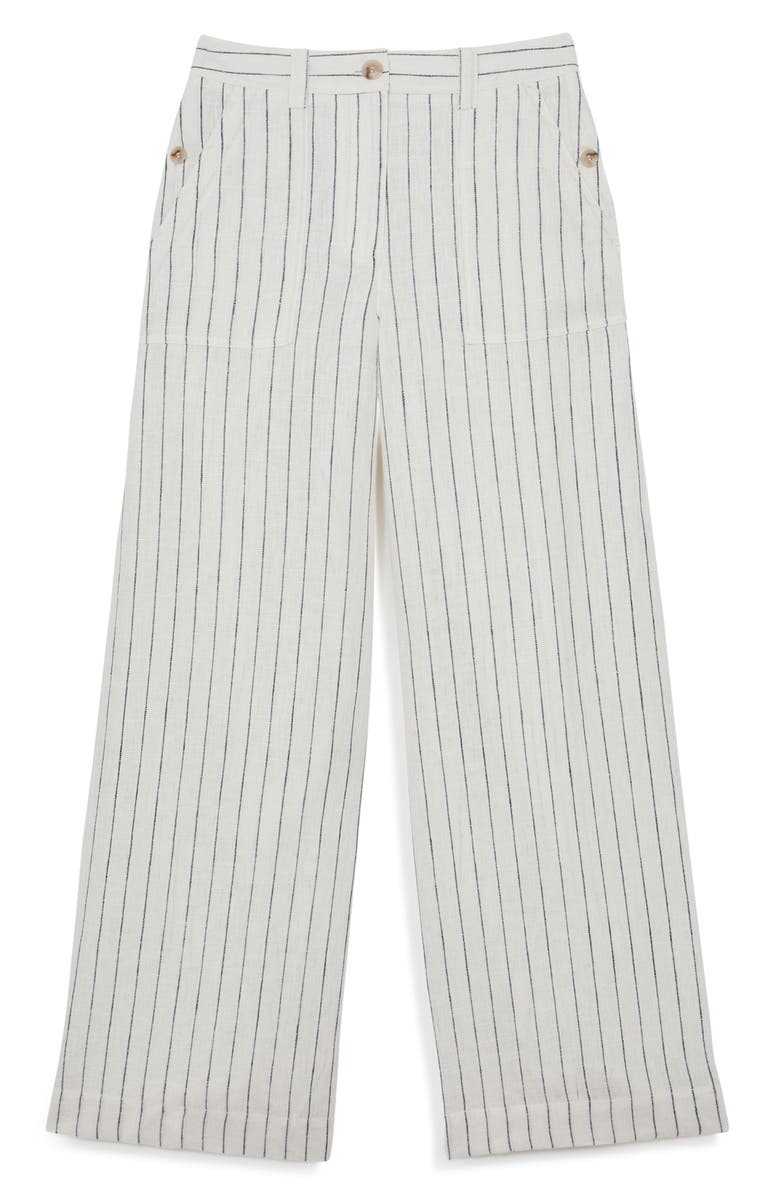 Reiss Ashby Wide Leg Linen Pants, Alternate, color, White/ Navy