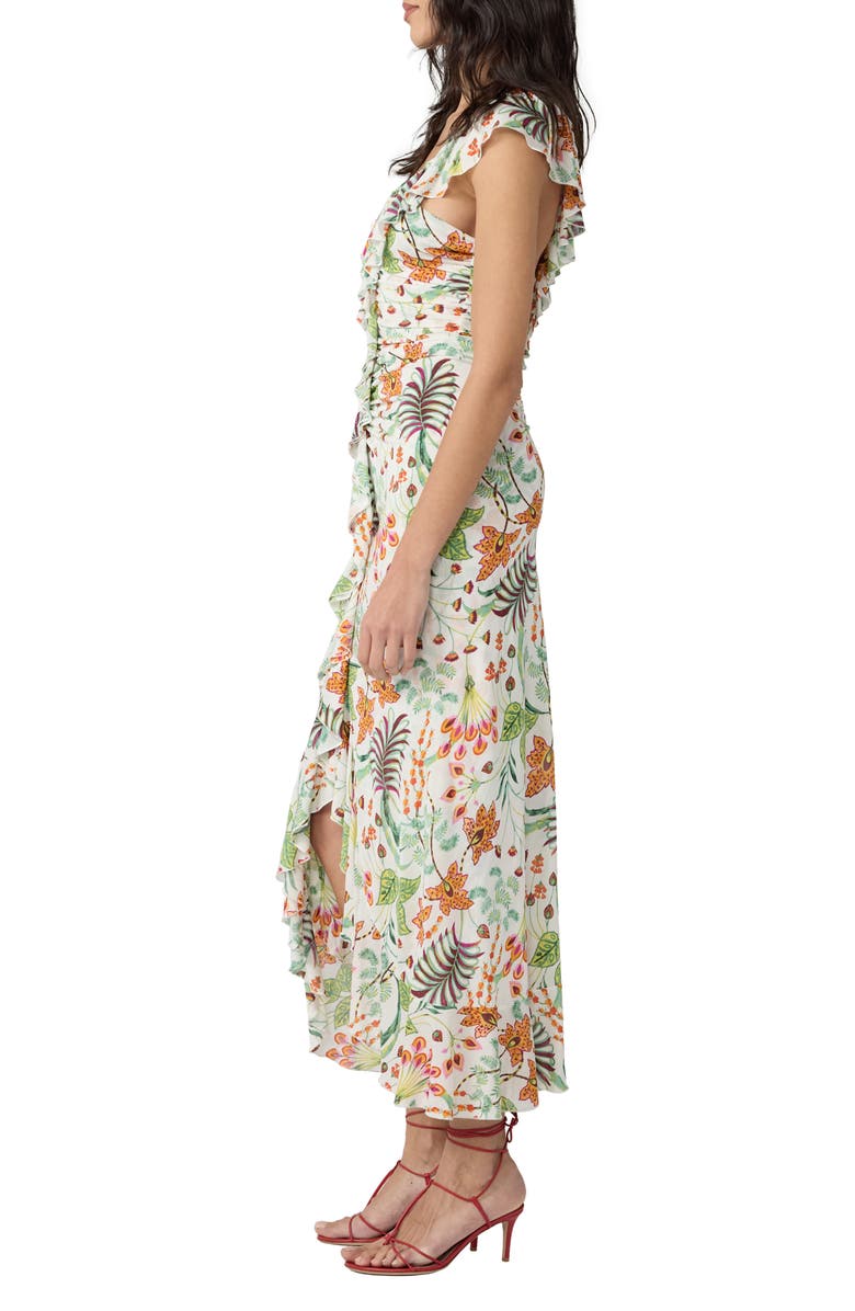 Diane von Furstenberg Sonia Metallic Floral Dress, Alternate, color, Miragevine White