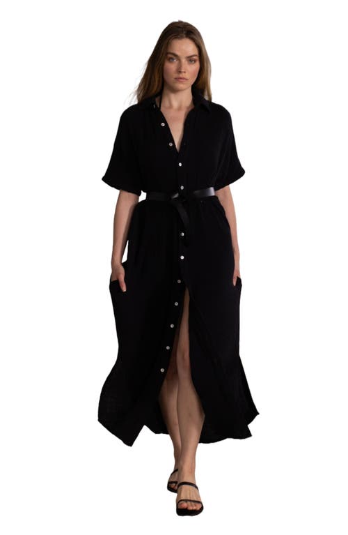 Gottex Beach Life Resort Swim Cover Up Kaftan Full Btn In Black